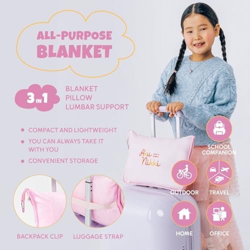 Kids Travel Pillow and Blanket 2-in-1 - Compact Throw Cushion with Unicorn Design, Soft Bag, Flight Accessories for Airplane, Car, or Camping Essentials - Image 5