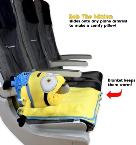 Roamwild Universal Despicable Me Bob Minions Kids Travel Pillow and Travel Blanket Set – Soft Plush Armrest Buddy Transforms Any Armrest Into a Comfy Childs Pillow for Travelling - Image 5