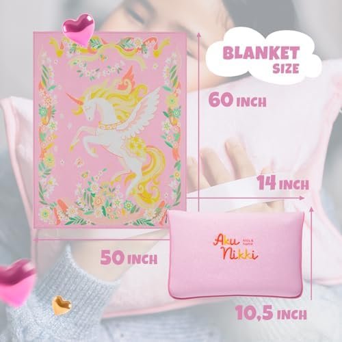 Kids Travel Pillow and Blanket 2-in-1 - Compact Throw Cushion with Unicorn Design, Soft Bag, Flight Accessories for Airplane, Car, or Camping Essentials - Image 6