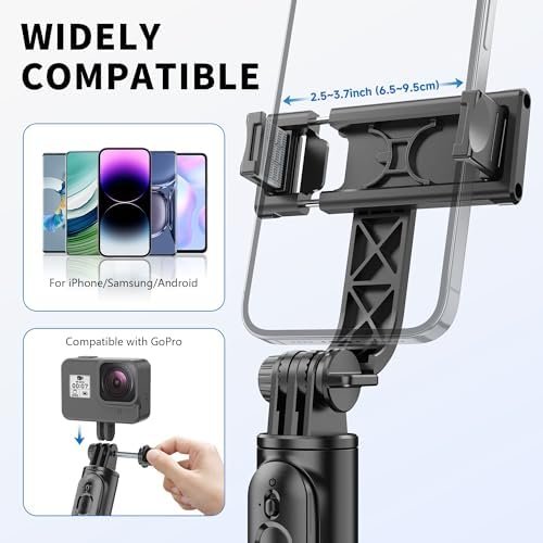 Selfie Stick Tripod, All in One Extendable & Portable iPhone Tripod Selfie Stick with Wireless Remote Compatible with iPhone 16 15 14 13 12 11 pro Xs Max 8 7, Galaxy Note10/S20/S10/OnePlus 9/9 PRO etc - Image 7