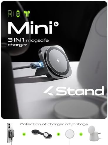 LISEN Travel Charger Charging Station for Apple Magsafe Charge for iPhone 16, Travel Essentials Gift for Women and Men Magsafe Accessories Wireless Charger for iPhone 16/15/14/13/12 Airpods Watch - Image 2