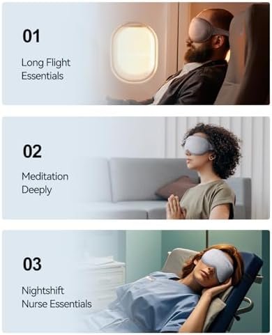 Weighted Eye Mask for Sleeping - Blackout Sleep Mask for Women Men, FACEMOON Lash Extension Eye Covers, Memory Foam, 3D Contoured, Airplane Travel Essentials, Blindfold for Meditation(Gray) - Image 6