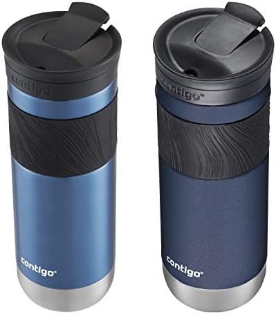 Contigo SNAPSEAL Insulated Stainless Steel Travel Mug with Grip, 20oz., Blue Corn Transparent Satin & Midnight Berry - Image 3