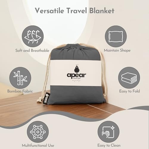 16-in-1 Compact Travel Blanket with Bag – Reversible Soft Bamboo Airplane Blanket, Shawl, or Travel Scarf with Hidden Pocket, Packable Airplane Travel Essentials (Charcoal/Black) - Image 4