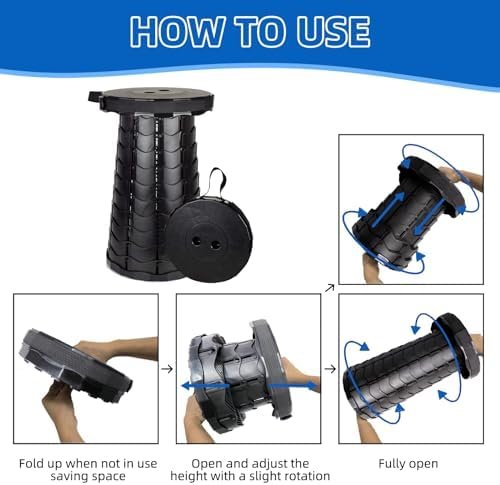 Upgraded Portable Folding Stool, Height Adjustable, Lightweight Yet Sturdy, Extendable Camping Chairs or Travel Footrest - Can Withstand at leasty 400 lbs. - Image 5