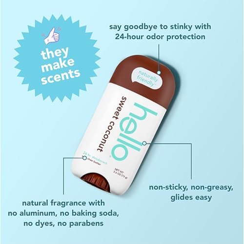 hello Deodorant Variety Pack (Sweet Coconut, Fresh Citrus, White Sage) for Women + Men, Aluminum Free, Baking Soda Free, Parabens Free, 24 Hour Odor Protection, 2.6 Ounce, 3 Pack - Image 4