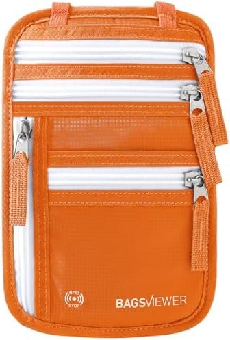 Neck Wallet, RFID Blocking Passport Holder for Travel, Waterproof and Slim Pouch with Adjustable Neck Strap for Men, Women to Secure Cash and Credit Cards, 8" × 8.5"