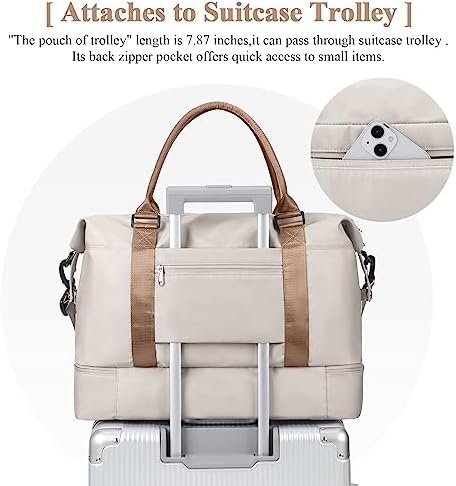 Travel Duffel Bag with Shoes Compartment, Weekender Overnight Bag for Women,Carry on Personal Item Bag,Gym Bag - Image 7