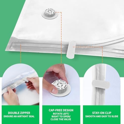 10 Pack Vacuum Storage Bags (5 Jumbo/5 Large) with Electric Pump, Reusable Compression Space Saver Bags for Autumn And Winter clothing, Mattress, Bedding, Quilts and Pillows, Comforters, Travel, White - Image 5