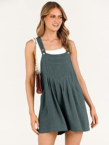 ANRABESS Women's Summer Casual Rompers Bib Short Overalls Loose Linen Jumpsuit Beach Outfits Travel Vacation Clothes - Image 2