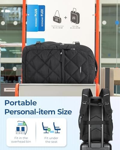 BAGSMART Travel Backpack, 30L Flight Approved Carry on Backpack with Door Lock, TSA Personal Item Backpack with 15.6 Inch Laptop Compartment & Shoe Bag,Suitcase for Travel, Classic Black - Image 6