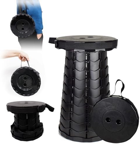 Upgraded Portable Folding Stool, Height Adjustable, Lightweight Yet Sturdy, Extendable Camping Chairs or Travel Footrest - Can Withstand at leasty 400 lbs.