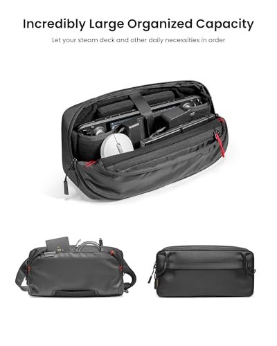tomtoc Carrying Case for Steam Deck/Steam Deck OLED/ASUS ROG Ally X, Storage Portable Bag, Protective Shoulder Bag with Pockets Fit Console, AC Adapter, Dock, Lightweight Bag for Daily Use, Travel - Image 4