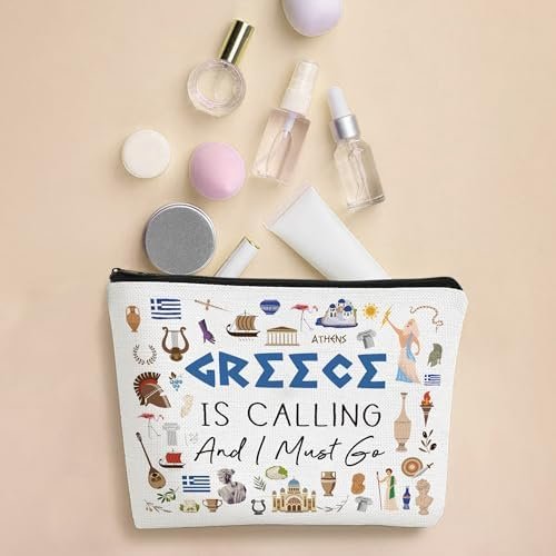 Greece Makeup Bag Gift - Greece Travel Essentials Funny Travel Toiletry Makeup Organizer Zipper Pouch Cosmetic Bag - Image 3