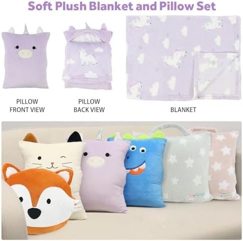 3-in-1 Kids Travel Pillow and Blanket Set, Snuggle Pillow in 12"X15", Plush Throw Blanket for Kids in 40"X60",Unicorn Gifts for Girls, Perfect for Travel, Camping, Home and Office - Image 7