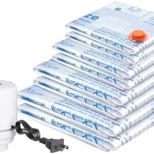Vacuum Storage Bags with Electric Air Pump 8 Combo (2 Jumbo/2 Large/2 Medium/2 Small), Space Saver Sealer Bags, Airtight Compression Bags for Clothes, Pillows, Comforters, Blankets, Bedding