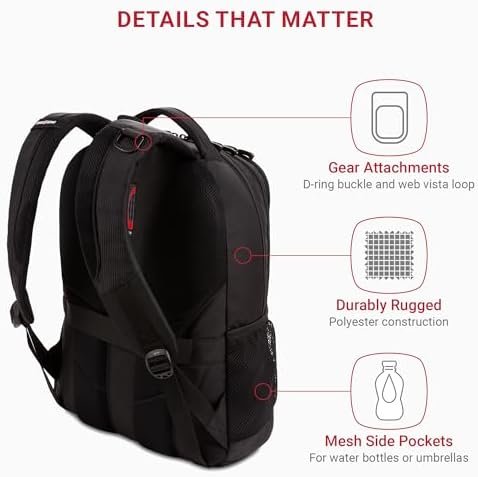 SwissGear Cecil 5505 Laptop Backpack, Black, 18-Inch - Image 3