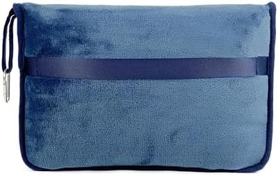 Travel Blanket Pillow in Mini Soft Case Premium Plush Airplane Blanket in Soft Bag Compact Pack with Luggage Belt and Backpack Clip Flight Packable Plane Accessories (Navy Blue) - Image 8