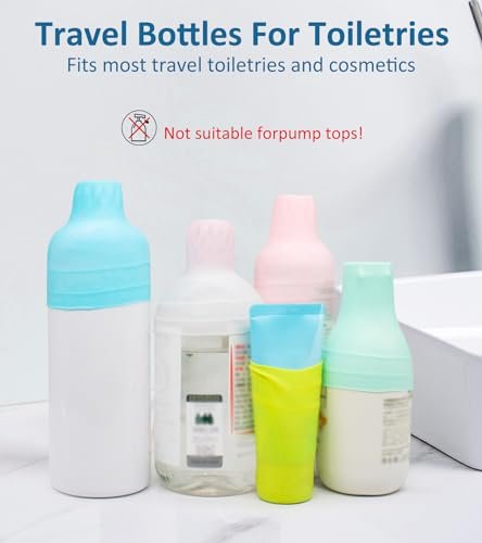 10 Pack Travel Essentials Silicone Bottle Covers, Cruise Ship Essentials, Travel Accessories Luggage for Women Men, Elastic Sleeves for Leak Proofing, Fit Most Travel Size Bottles Toiletries - Image 3