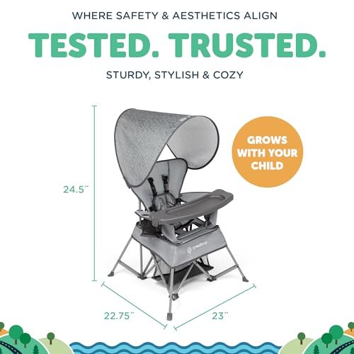 Baby Delight Go with Me Venture Portable Chair | Indoor and Outdoor | Sun Canopy | 3 Child Growth Stages | Elephant Grey - Image 4
