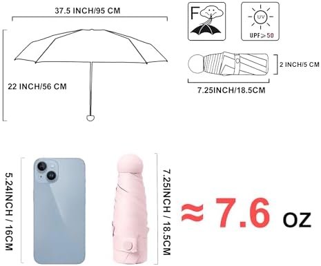 BAODINI Travel Mini Umbrella for Purse With Case Small Compact UV Sun Protection Sun Lightweight Tiny Pocket Umbrella for Women Girls and Men - Image 5