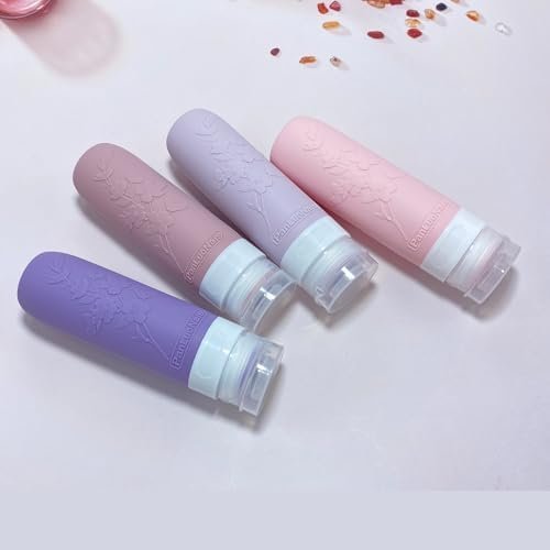 TSA-Approved Refillable Travel Containers,Leak-Proof Silicone Travel Bottles Set,Portable Travel Size Bottles for Shampoo, Lotion (Purple) - Image 5