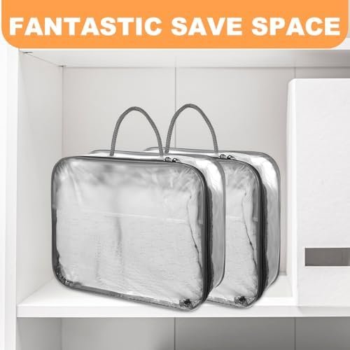 8 Pcs Clear Clothes Storage Bags, Large Clear Travel Packing Cube, Plastic Blanket Storage Bags, Foldable Moving Bags with Zipper for Bedding, Linen, Blankets, Comforters, Clothing & Toys - Image 6