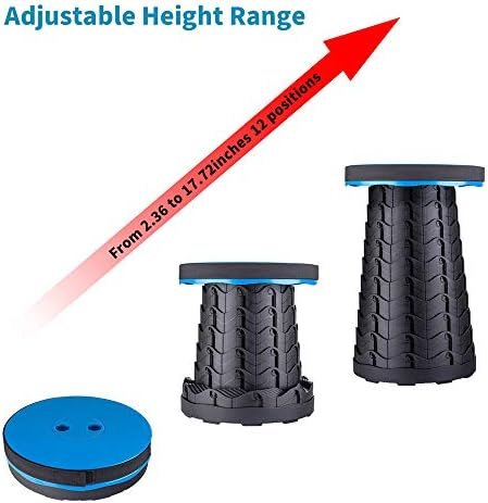 Boreeman Upgraded Folding Stool Lightweight Yet More Sturdy with Load Capacity 400lbs Portable Collapsible Stool Retractable Stool for Camping Fishing Hiking BBQ (Blue) - Image 5