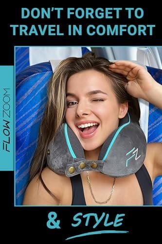 Travel Pillow Memory Foam - Airplane Neck Pillow for Long Flight - Travel Pillows for Airplanes - Adjustable Travel Neck Pillow - Flight Pillow - Car & Plane Pillow - Adults, Grey - Image 8