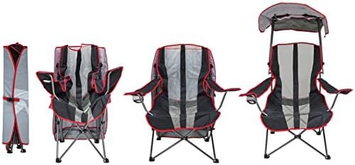 Kelsyus Original Foldable Canopy Chair for Camping, Tailgates, and Outdoor Events, Grey/Red - Image 3