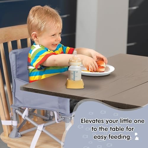 Portable Baby Booster Seat with Tray, Toddler Booster seat for Dining, Camping, Travel, Baby Beach Chair 6 Months to 3 Years Old Indoor Outdoor Use Grey - Image 5