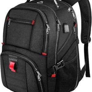 YOREPEK Travel Backpack, Extra Large 50L Laptop Backpacks for Men Women, Water Resistant College Backpacks Airline Approved Business Work Bag with USB Charging Port Fits 17 Inch Computer, Black