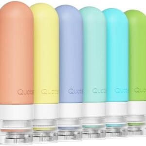Quatish Travel Bottles for Toiletries 6 Pack, Original Patented Leakproof 3 oz Tsa Approved Travel Size Containers, BPA Free Silicone Shampoo and Conditioner Bottles, Camping Essentials