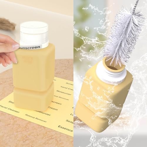 Travel Bottles for Toiletries, TSA Approved Travel Size Containers for Shampoo Conditioner Lotion Body Wash, BPA Free Travel Toiletry Bottles With Clear Toiletry Bag, Cleaning Brush Label (4 Pack) - Image 4