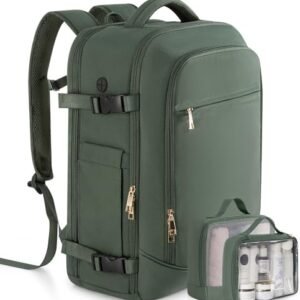 Carry on Backpack, Flight-approved Backpack for Traveling, 40L Personal Item Travel Backpack, Peacock Green