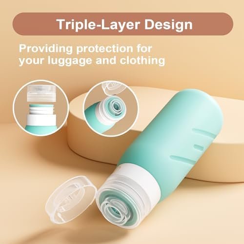 Travel Size Bottles for Toiletries, Pack of 5 Travel Bottles with Squeezable Lid, 3.4 oz TSA Approved Travel Size Containers for Shampoo, Conditioner,Lotion - Image 5