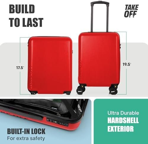 Take OFF Luggage - Personal Item Rolling Suitcase 3.0, TSA Approved, Small Carry On, Under the Seat, Hard Shell with Removable Wheels, Light Weight Bag, Airplane Travel Essential Accessories, 18x14x8 - Image 6