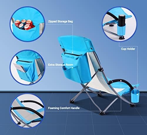 Nice C Beach Chair, Beach Chairs for Adults 2 Pack w/Cooler Compact High Back, Cup Holder & Carry Bag & Heavy Duty Outdoor, Camping, BBQ, Travel, Picnic, Festival (Set of 2 Blue) - Image 8