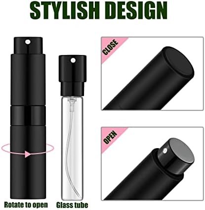 2 PCS/8ml Portable Mini Perfume Atomizer bottles, Empty Refillable Spray Bottle with 3 Types of Refill Tools, Pocket Travel Perfume Sample Bottles(Matte Black) - Image 3