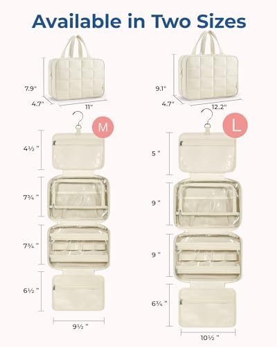BAGSMART Travel Toiletry Bag with Jewelry Organizer, Hanging Travel Bag for Toiletries, Puffy Makeup Cosmetic Bag Organizer, Carry-on Travel Accessories Essentials, Camel-L - Image 6