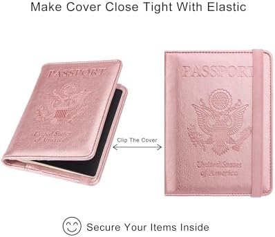 WALNEW Passport Holder for Travel, RFID Passport Cover Wallet for Women Men, PU Leather Passport Book Card Holder Case with Pen, Travelling Essentials for Flying - Image 4