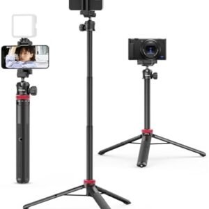 ULANZI MT-44 Extendable Phone Tripod, 360° Ball Head 44" Selfie Stick Phone Vlog Tripod Stand with 2 in 1 Phone Clip for iPhone Sony Canon GoPro, Lightweight for Travel