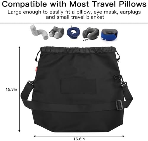 Travel Neck Pillow Bag for memory foam travel pillow,Luggage Travel Pillow Drawstring Bag Carrying Case with Trolley Sleeve&Adjustable Strap,Easily Attaches to Luggage,Backpacks - Image 2