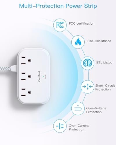 2 Pack Cruise Essentials, 5 Ft Flat Extension Cord, 3 Outlets 4 USB Ports(2 USB C) Flat Plug Power Strip, USB Charging Station with Non Surge Protector for Cruise Ship, Travel, Dorm Room Essentials - Image 7