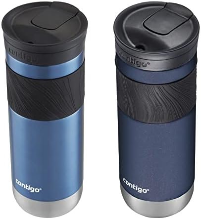 Contigo SNAPSEAL Insulated Stainless Steel Travel Mug with Grip, 20oz., Blue Corn Transparent Satin & Midnight Berry - Image 2