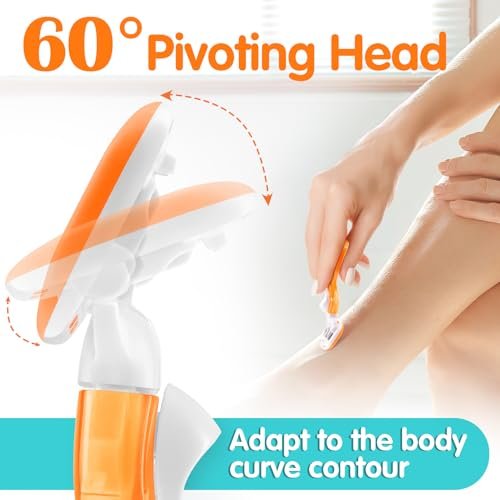 DreamGenius Travel Razors for Women Include 1 Handle and 5 Cartridges, Extra Smooth 5-Blade Travel Essentials Razor with Case for Shaving, Orange - Image 3