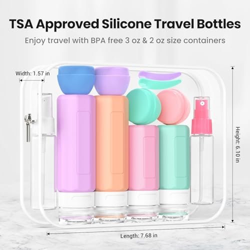 17 Pack Travel Bottles for Toiletries, TSA Approved Travel Size Toiletries Bottles, Leak Proof Travel Size Containers, Travel Essentials for Body Wash, Shampoo, Lotion & Conditioner Pink - Image 5