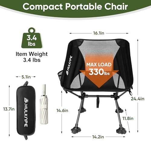 Ultralight Folding Camping Chairs,Portable Lawn Chair for Adults,3.5Lb Lightweight Backpacking Chair,Compact Foldable Beach Chair with Anti-Sinking Feet for Outdoor Camp Hiking Travel Supports 330LBS - Image 2
