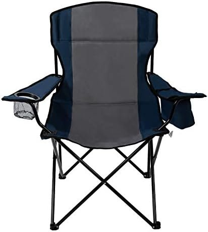 Quad Camp Chair w/ Built-In Cooler and Cup Holder, Includes Carry Bag - Navy/Gray - Image 4