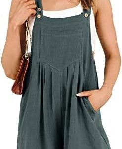 ANRABESS Women's Summer Casual Rompers Bib Short Overalls Loose Linen Jumpsuit Beach Outfits Travel Vacation Clothes